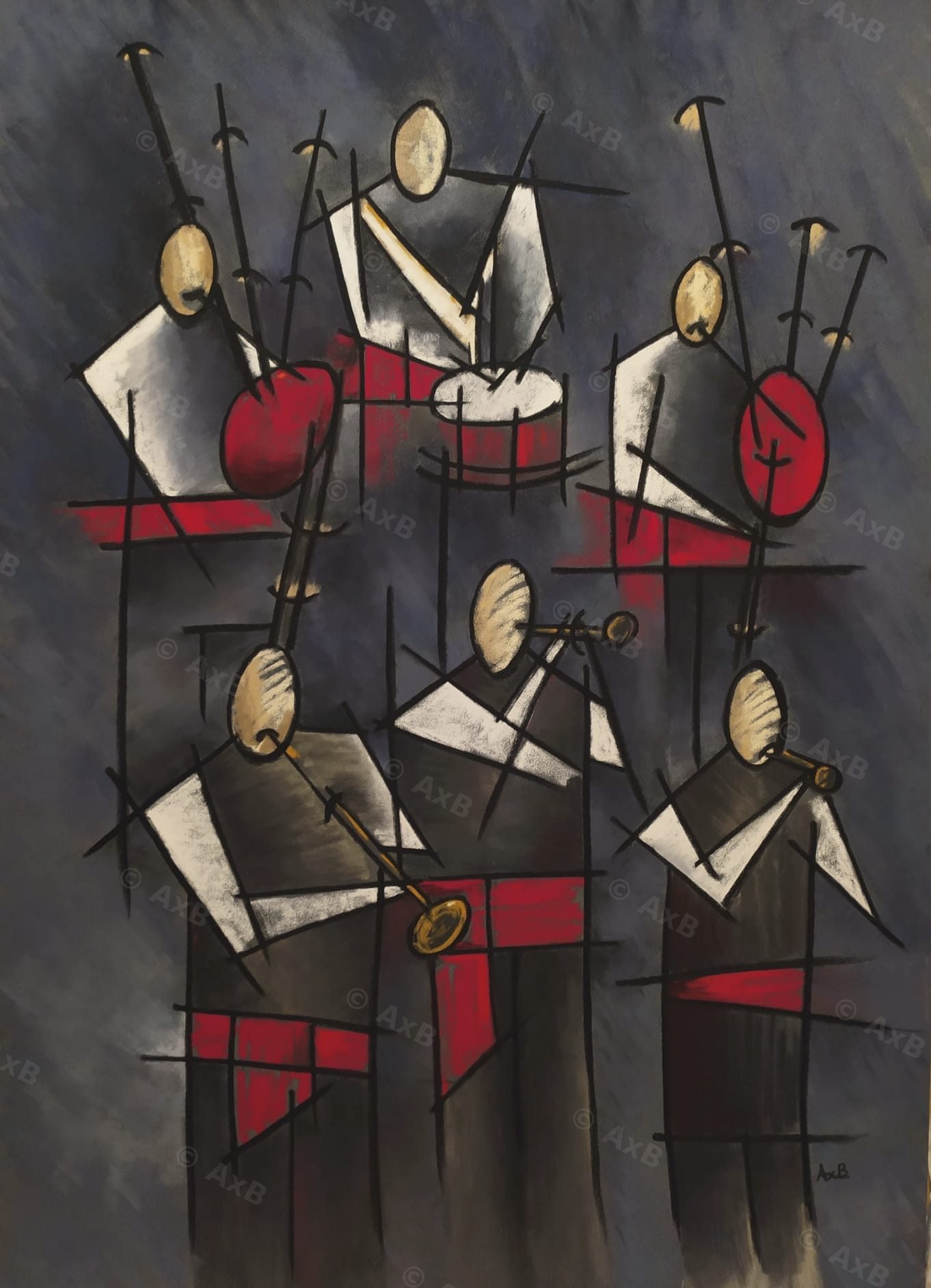 Dessin cubiste polychrome, AxB