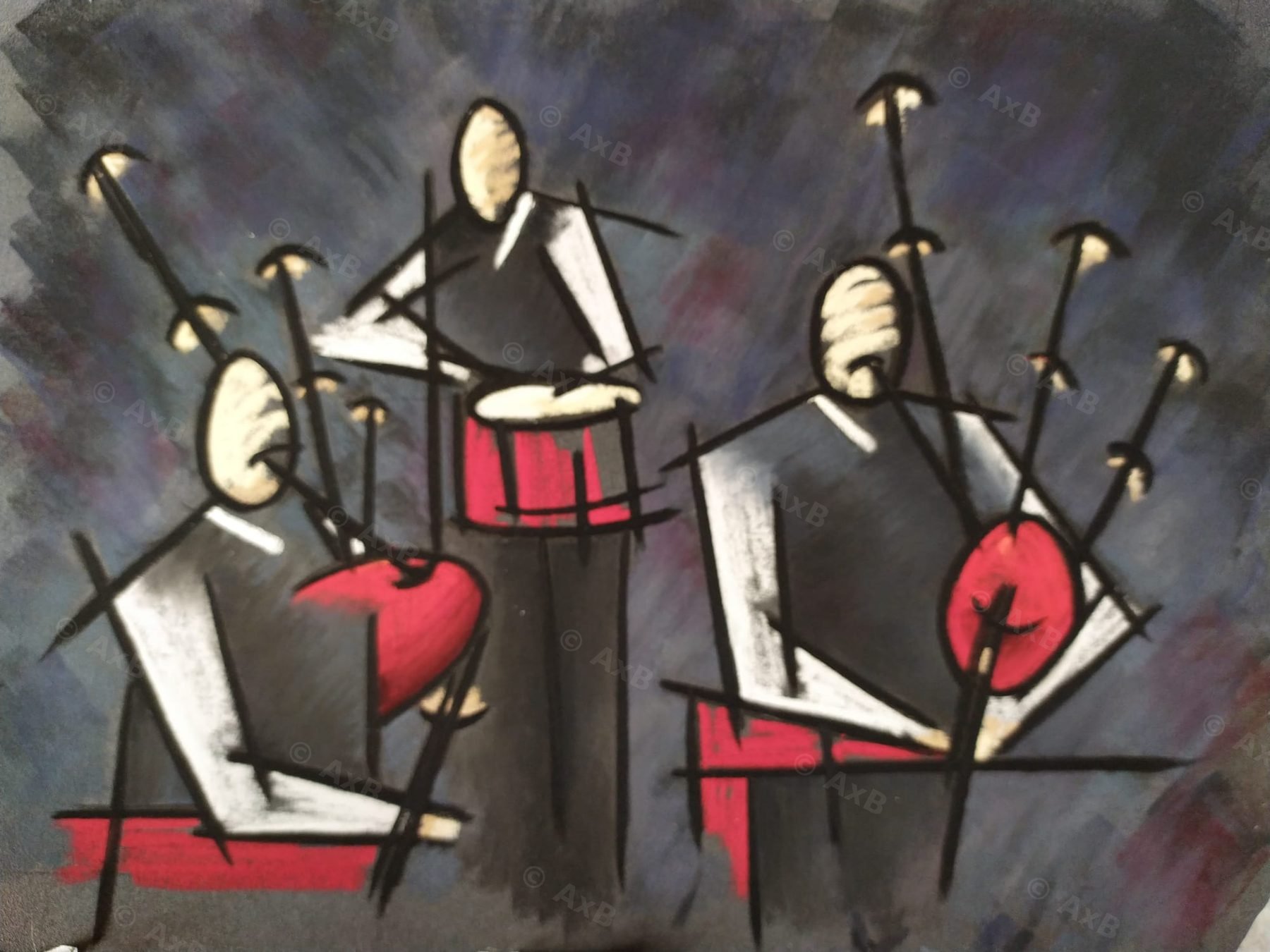 Dessin cubiste polychrome, AxB